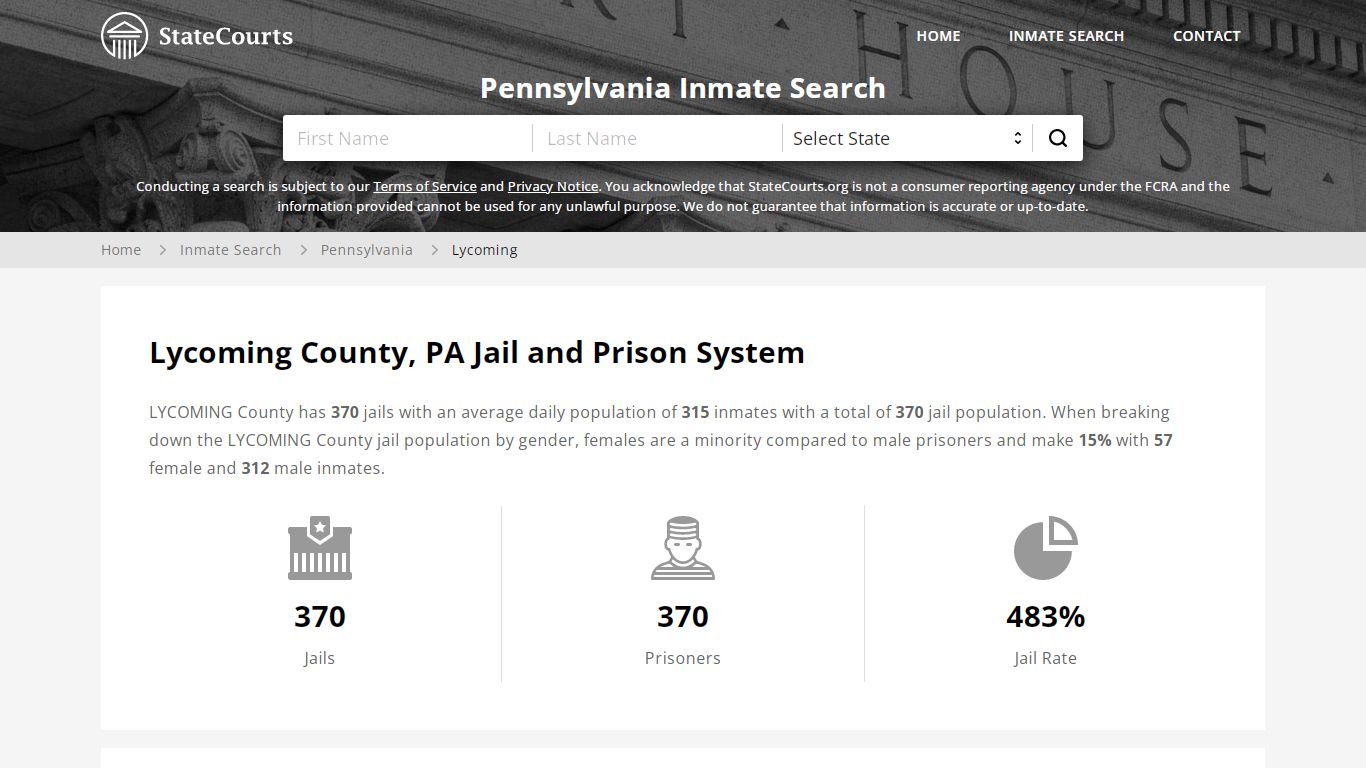 Lycoming County, PA Inmate Search - StateCourts